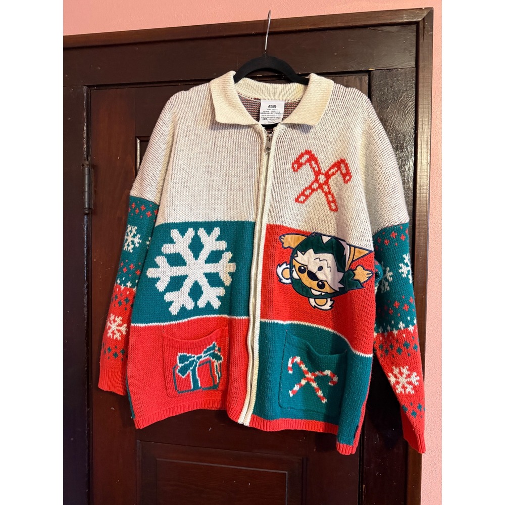 Star Wars Spirit Jersey Ewok Holiday Zip Up Cardigan Sweater Star Wars M Disney